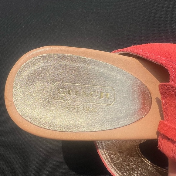 Coach Valeann Womens Tulip Platform Suede Sandal - Burnt Orange size 9 - Picture 3 of 10